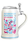 1 Liter Oktoberfestkrug 2019 - Offizieller Steinkrug mit graviertem Zinndeckel