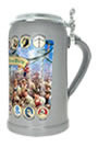 1 Liter Wirtekrug 2026 mit Zinndeckel - Festkrug der Wirte als Steinkrug mit Salzlasur