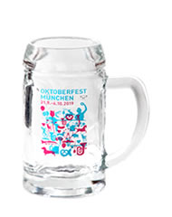 Glasstamperl Oktoberfest 2019 - 4cl Mini Isarseidl als Schnapsglas