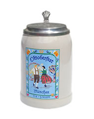 Steinkrug "Oktoberfest München" mit Zinndeckel (0,5 Liter)