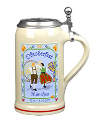 Oktoberfestkrug mit Zinndeckel (1 Liter)