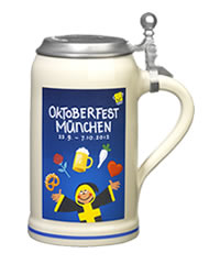 Oktoberfestkrug mit Zinndeckel (1 Liter)