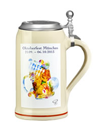 Neuer Oktoberfestkrug mit Zinndeckel (1 Liter Bierkrug)