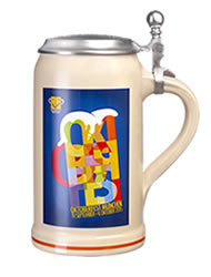 Oktoberfestkrug 2015 mit Zinndeckel - 1 Liter Bierkrug aus München (Bayern)